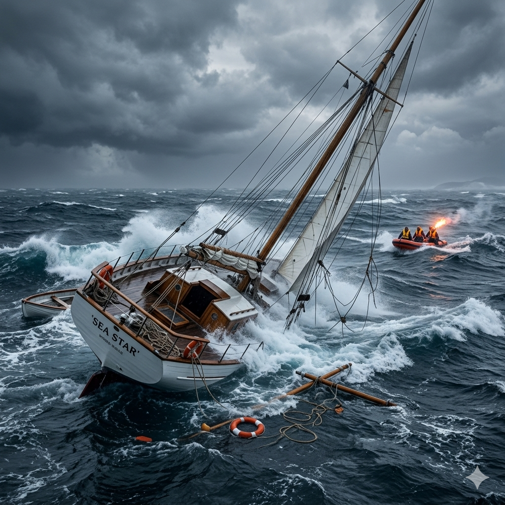 O barco do lançamento tradicional está afundando